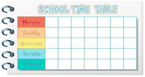 Timetable Sheet Printable